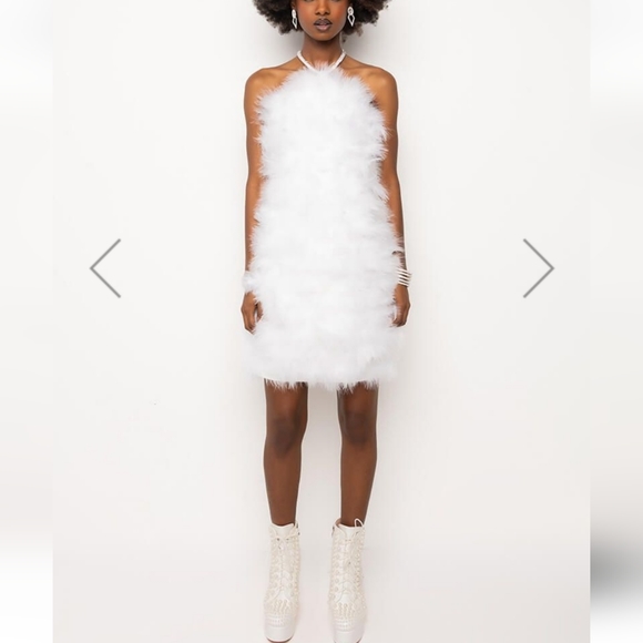 NWT Akira Sold Out , Gorgeous , Soft , Fluffy , White Clouds Feather Dress - Picture 6 of 16